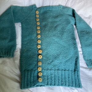 Hand knit sweater, ‘buttony sweater by Katie Marcus’